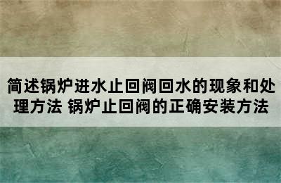 简述锅炉进水止回阀回水的现象和处理方法 锅炉止回阀的正确安装方法